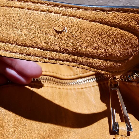 Jessica Simpson Yellow Leather Hobo Bag Purse Shoulder Tote Boho Slouchy Chic - Picture 10 of 16